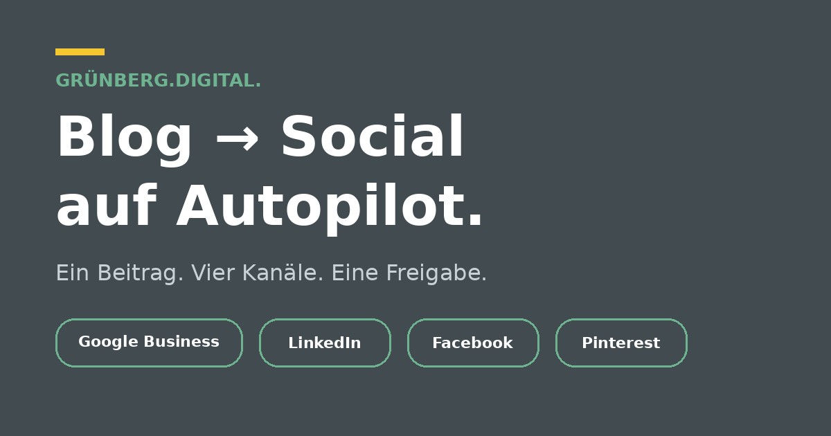 Social media automation: after one approval a blog post is automatically distributed to four channels